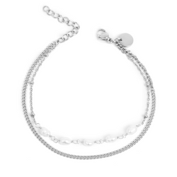 Anklet with Pearls - silver