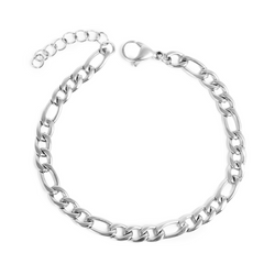 Pure Steel Figaro Chain Bracelet - Silver