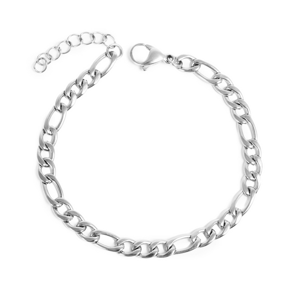 Pure Steel Figaro Chain Bracelet - Silver