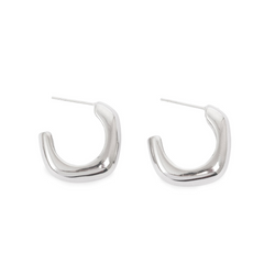 Pure Steel Bubbly Square Earrings - Silver