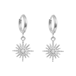 Pure Steel Charms Earrings  - Crystal Star Silver