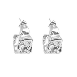 Pure Steel Crinkle Earrings  - Silver