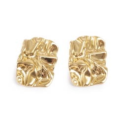 Pure Steel Earrings  - Square Melted Gold