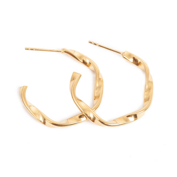 Pure Steel Twist Earrings  - Gold