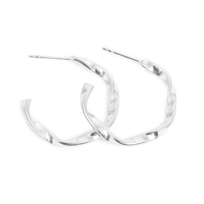 Pure Steel Twist Earrings  - Silver