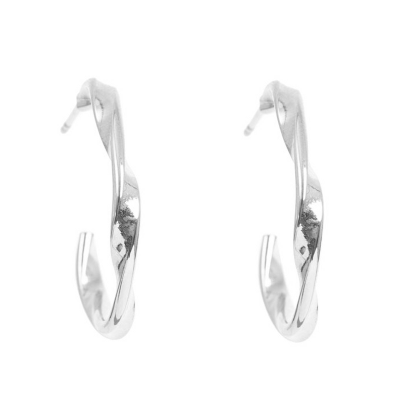 Pure Steel Twist Earrings  - Silver