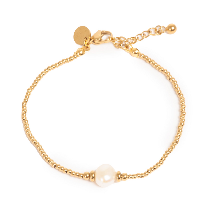 Pure Steel Pearl Bracelet - Gold