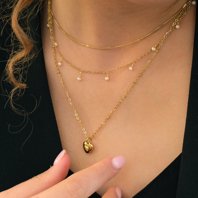 Pure Steel Pearl Necklace - Gold