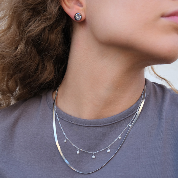 Pure Steel Pearl Necklace - Silver