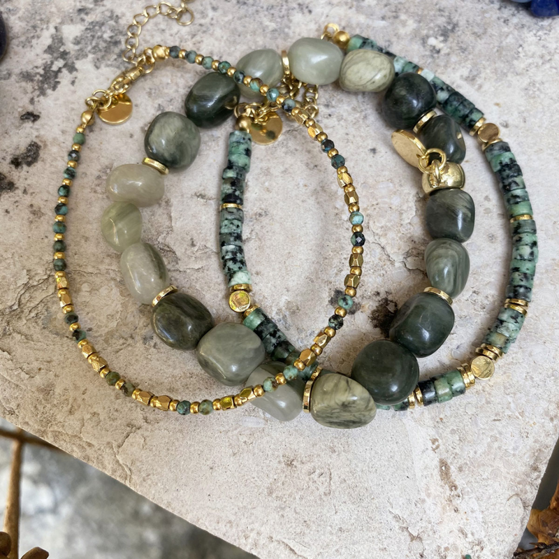 Pure Steel Wild Nature Bracelet - Green + Gold