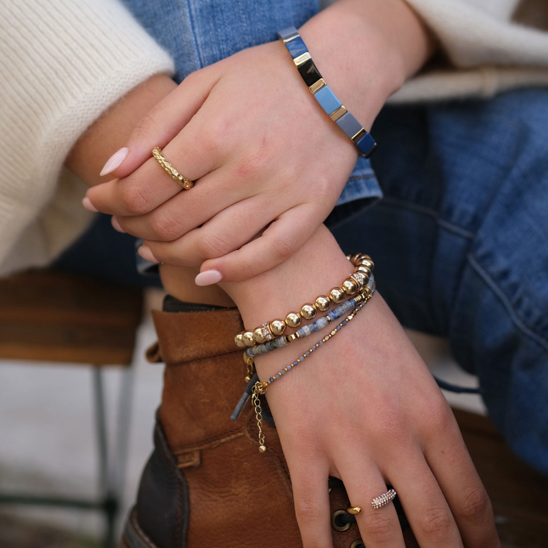 Pure Steel Wild Nature Bracelet - Light Blue + Gold