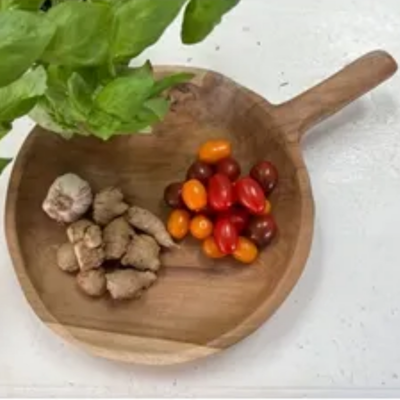 Organic Teak Round Platter with Handle