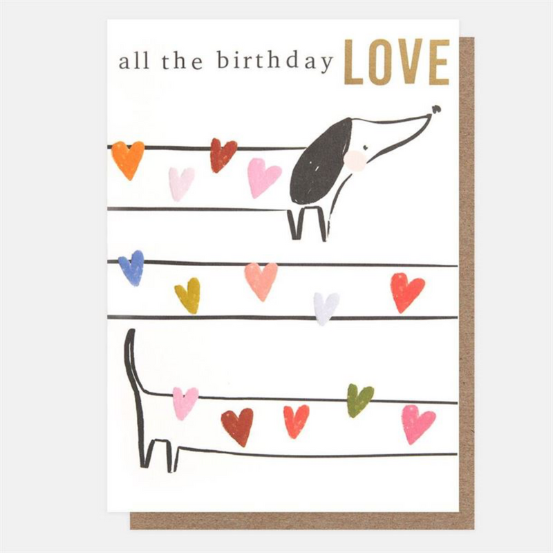 All the Birthday Love Sausage Dog Card