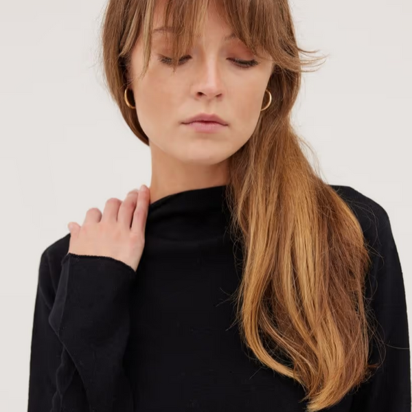 The Funnel Neck Top - Black