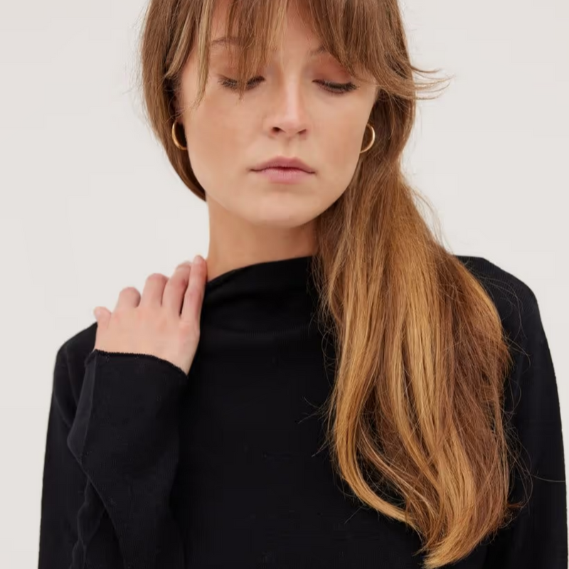 The Funnel Neck Top - Black