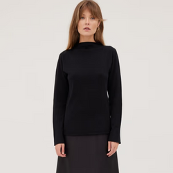 The Funnel Neck Top - Black