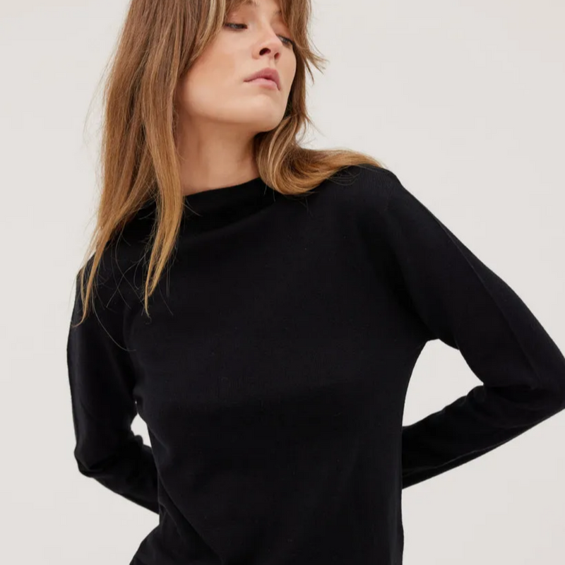 The Funnel Neck Top - Black