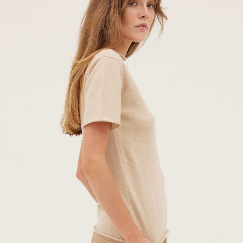 The Funnel Neck Tee - Barley