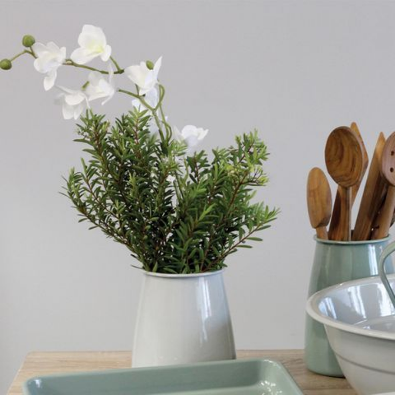 Enamelware Utensil Holder - Light Grey