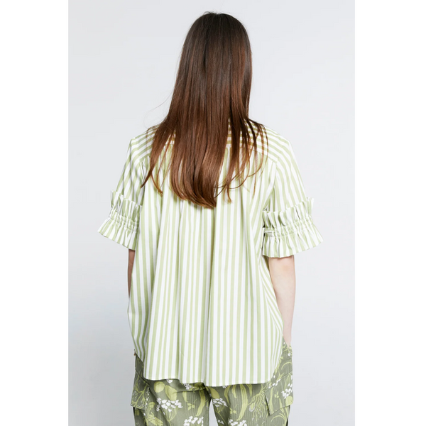 Floret Ruffle Shirt - Apple Stripe