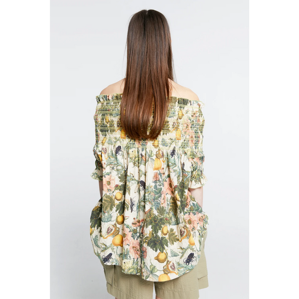 Gaia Smocked Blouse - Insects + Fruit