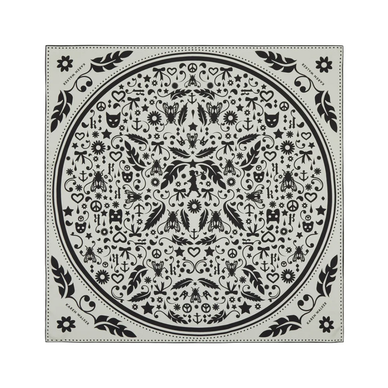 Filigree Classic Silk Scarf - Cream/Black