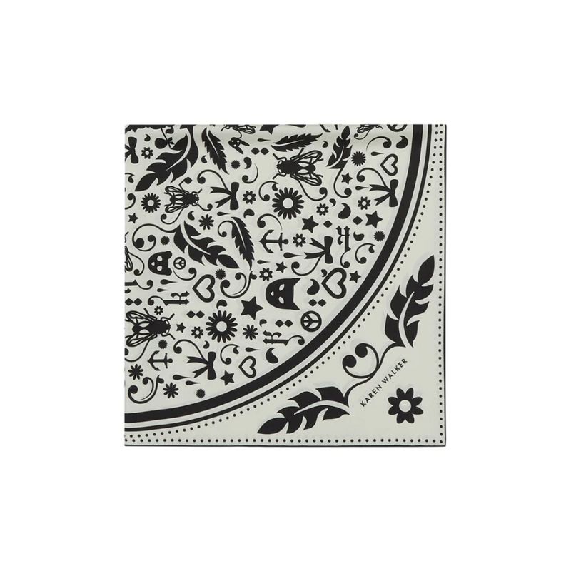 Filigree Classic Silk Scarf - Cream/Black