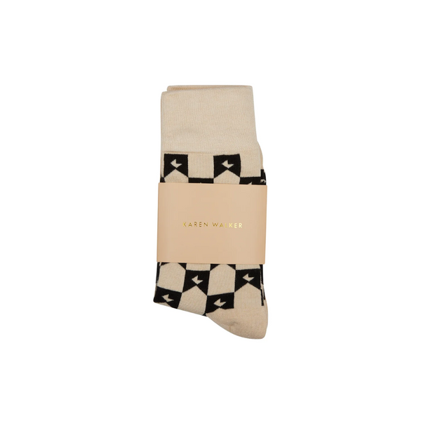 KW Momogram Socks Set of 2 - Black/Sand