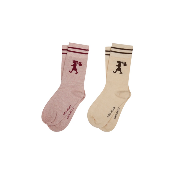 KW Runaway Girl Socks Set of 2 - Pink/Sand