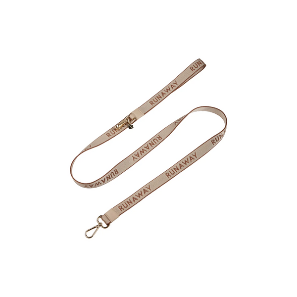 Runaway Woven Dog Leash + Bag Holder - Macadamia/Chestnut