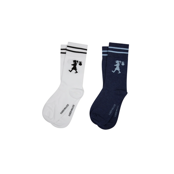 KW Runaway Girl Socks Set of 2 - White/Denim