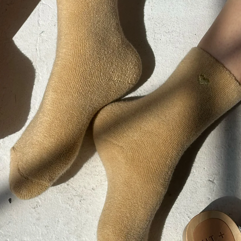 Cloud Socks - French Vanilla + Gold Heart