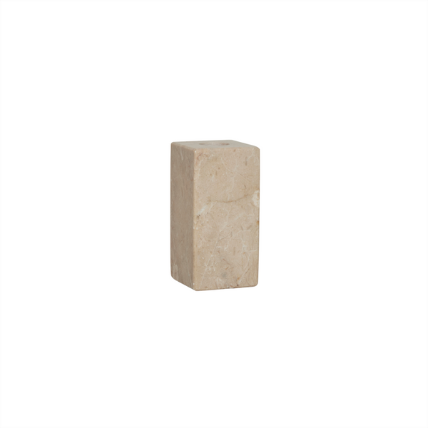 Savi Square Marble Candle Holder High - Beige