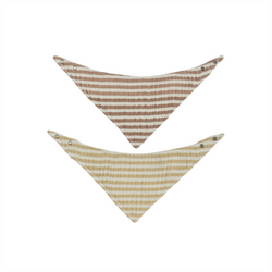 Striped Drool Bib Pack of 2 - Natural + Caramel