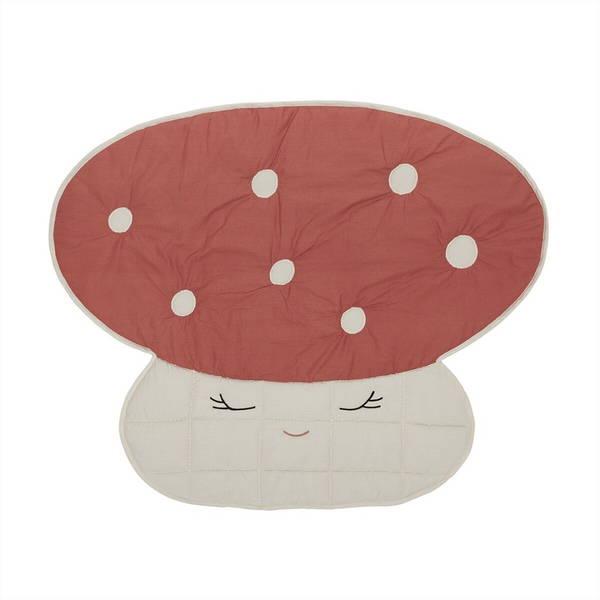 Mushroom Quilted Blanket - Red