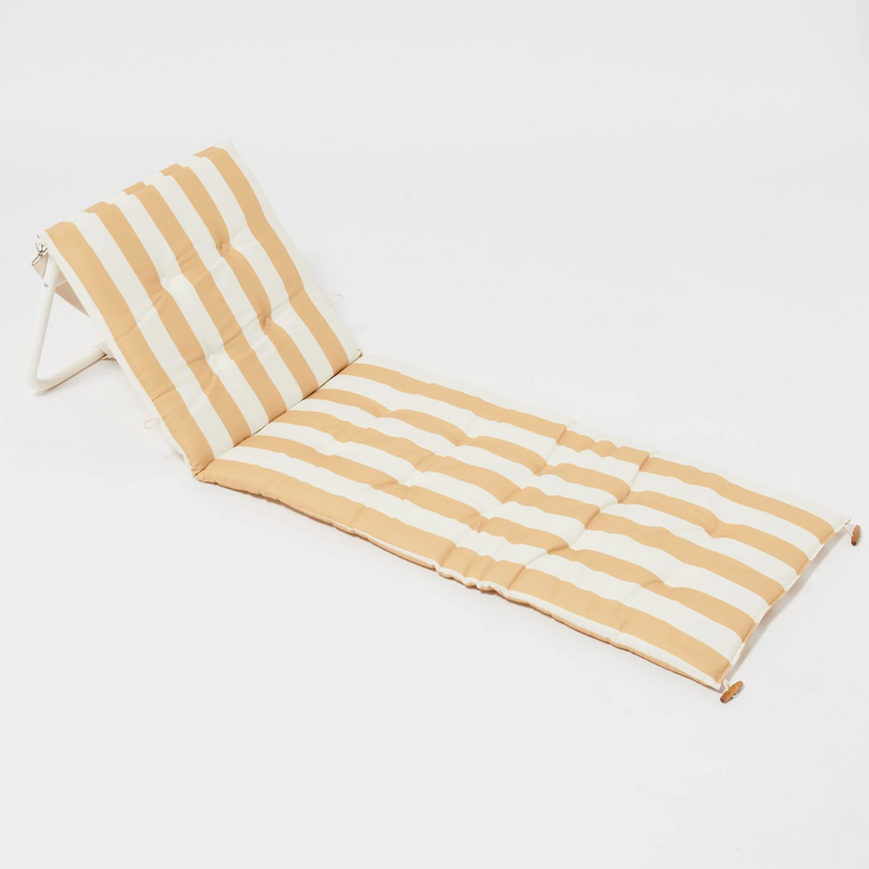 Reclining Beach Chair - Mango Bay Golden Mustard Stripe