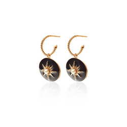 Noire Earrings - Black Enamel + Gold