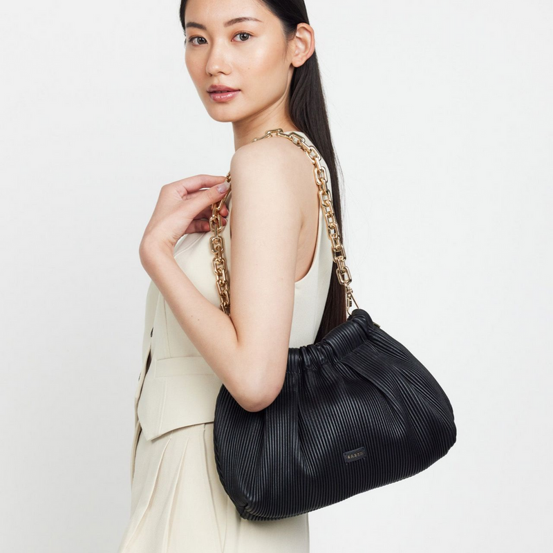 Alya Shoulder Bag - Black Licorice Pleat