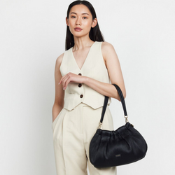 Alya Shoulder Bag - Black Licorice Pleat