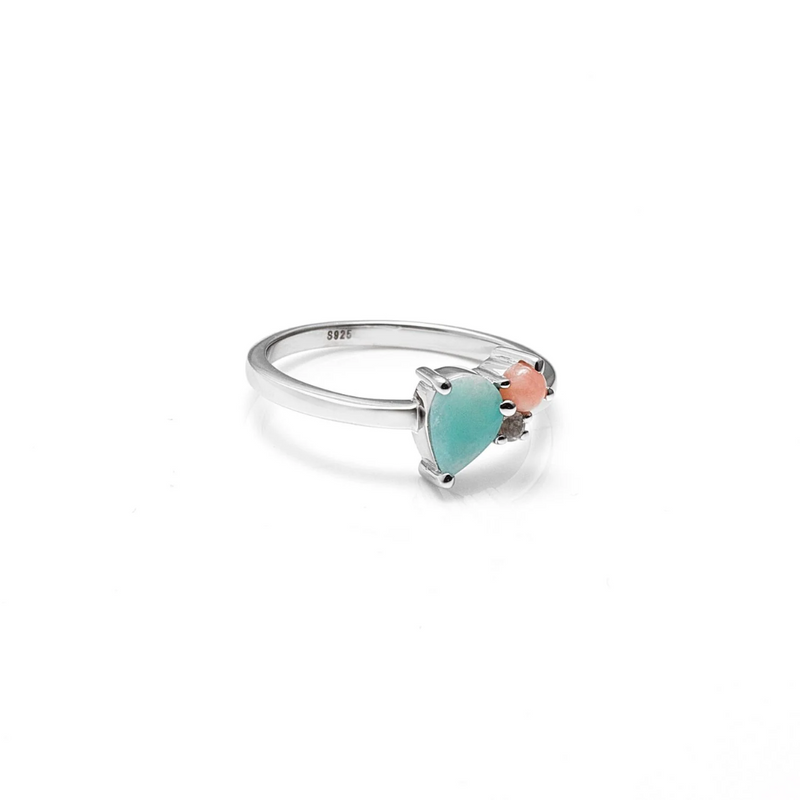 Bloom Ring Silver - Amazonite, Pink Opal + Rose Quartz