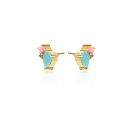 Bloom Studs - Amazonite, Pink Opal, Rose Quartz + Gold