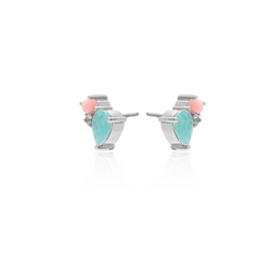 Bloom Studs - Amazonite, Pink Opal, Rose Quartz + Silver