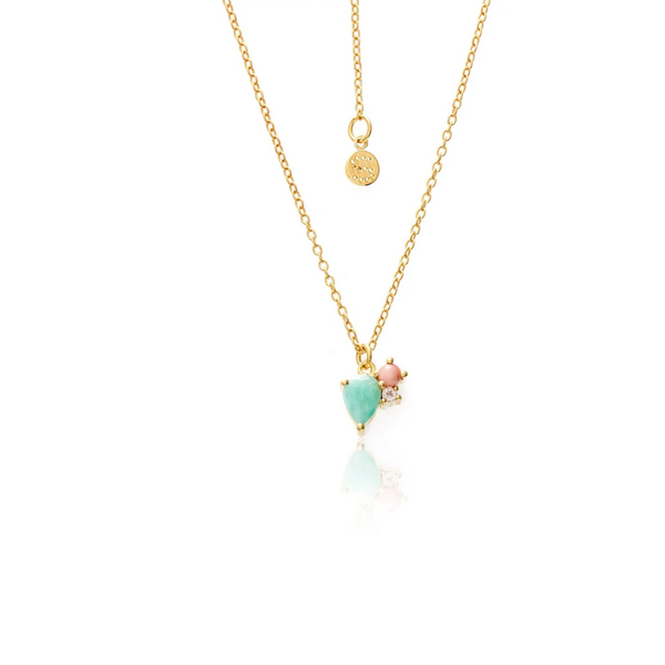 Bloom Necklace - Amazonite, Pink Opal, Rose Quartz + Gold