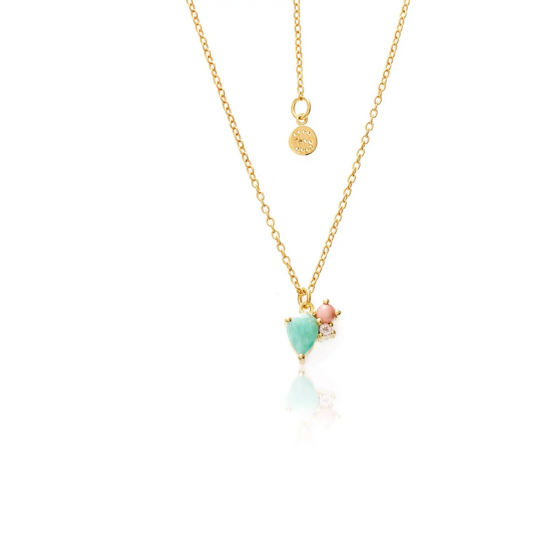 Bloom Necklace - Amazonite, Pink Opal, Rose Quartz + Gold