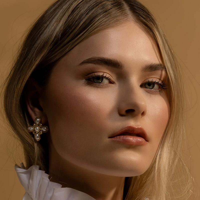 Soleil Earrings - Faux Pearl + Gold