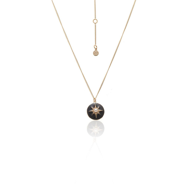 Noire Necklace - Black Enamel + Gold