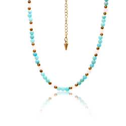 Serenity Necklace - Amazonite, Rose Quartz + Gold