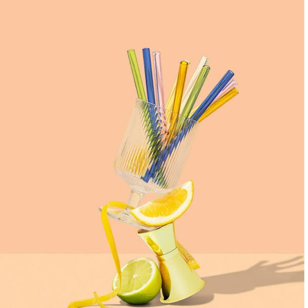 Reusable Glass Cocktail Straws - Multi colour