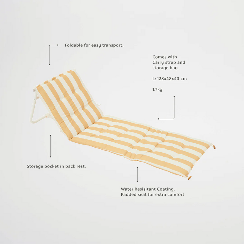 Reclining Beach Chair - Mango Bay Golden Mustard Stripe