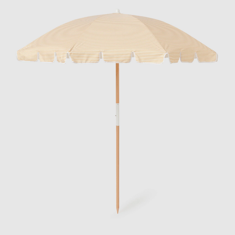 Beach Umbrella - Mango Bay Golden Mustard Stripe